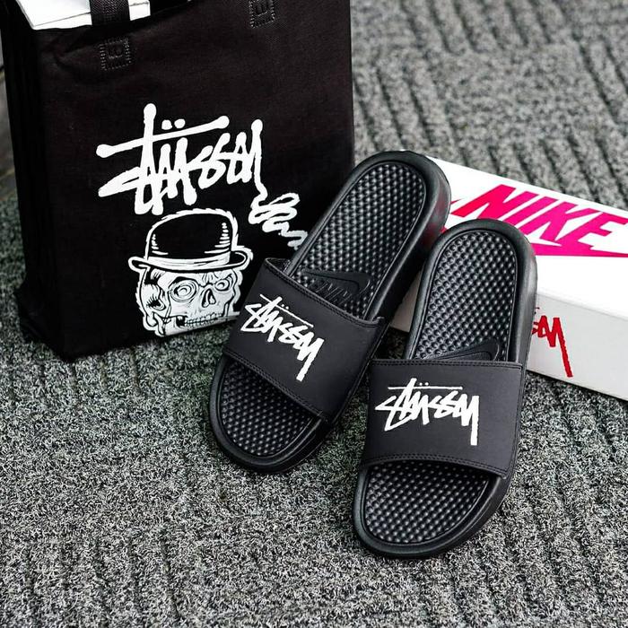 SANDAL PRIA NIKE X STUSSY BLACK "ORIGINAL MADE IN INDONESIA