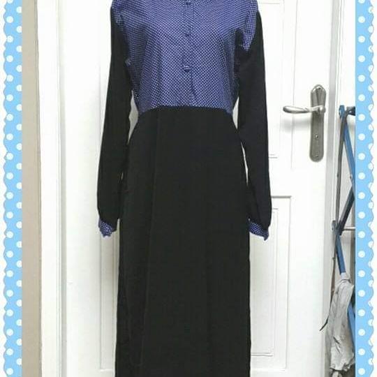 gamis katun polkadot dress/gamis katun jepang