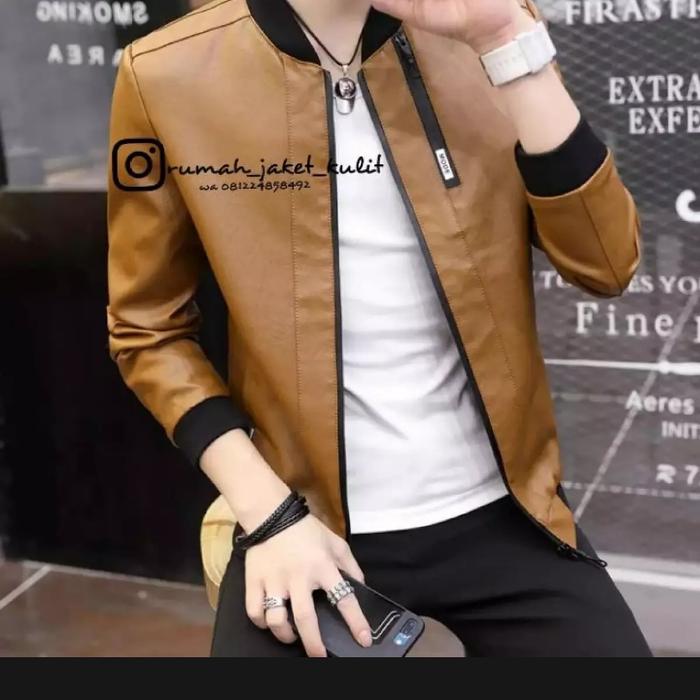 jacket semi kulit pria/jacket bomber/jacket polos