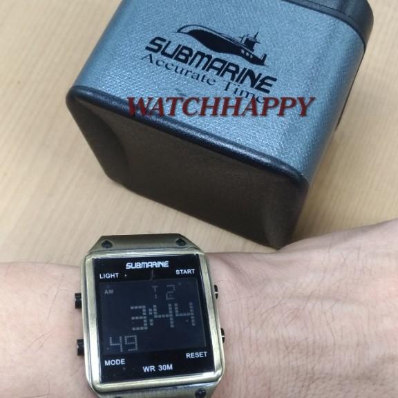 Jam Tangan Pria Digital SUBMARINE Rantai Pasir Stainless Steel Gold