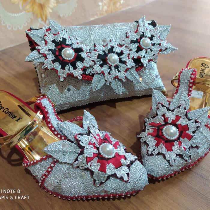 clutch pesta tapis Lampung / tas pesta / tapis Lampung silver