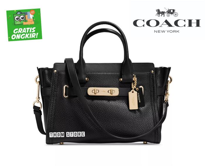 Tas CO 34816 Pebble Leather Swagger 27 Black Women Signature Leather