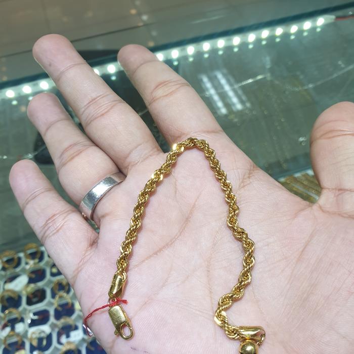 gelang tambang emas 375 lilit kancing kait
