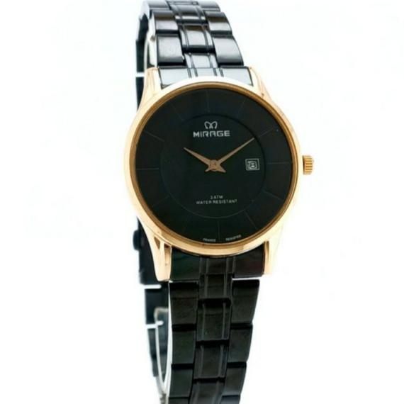 Jam Tangan Pria Mirage 8670 Rantai Hitam Rosegold