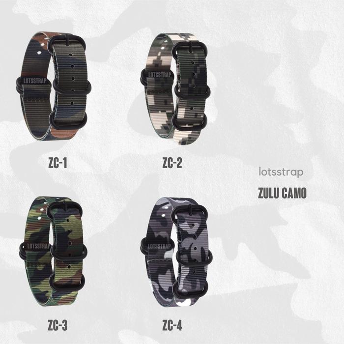 Tali Jam Tangan Nylon Zulu Strap Camo Army - 5 Ring Black Buckle - ZC