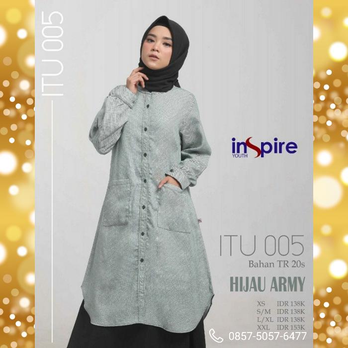 Inspire Tunik ITu 05 Warna Hijau Army Rayon Polos Tunik Blus Busui Ori