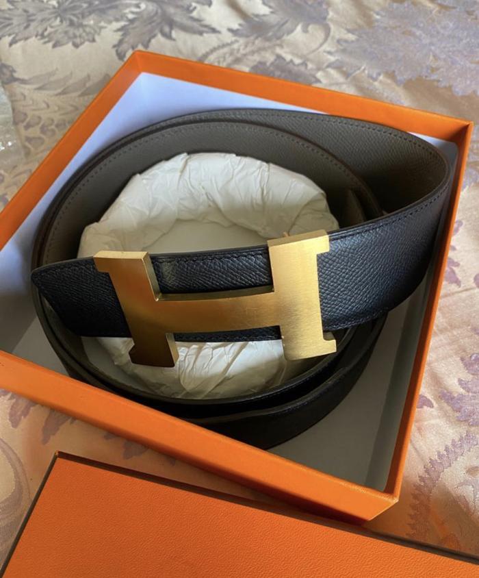 Preloved Hermes Belt black etain ghw sz 100 42mm