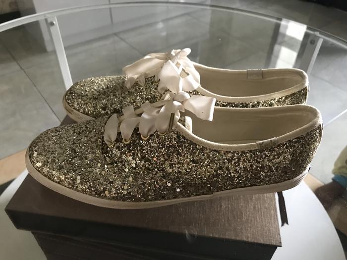 Sepatu wanita Keds x Kate Spade Glitter Size 38 white