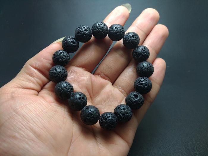 Gelang Batu Meteor Hitam Satam Belitung Asli Natural Tektit
