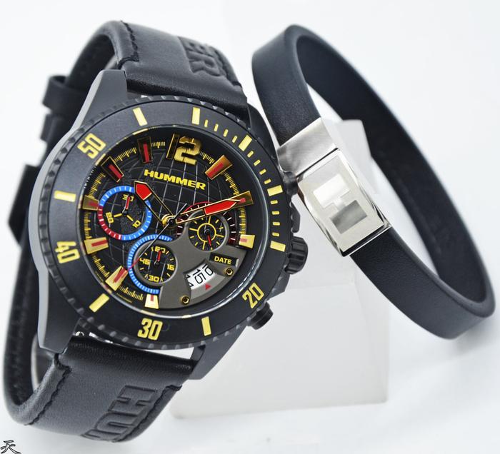 HUMMER HM1001-1735C - Jam Tangan Pria Kulit Original - Black