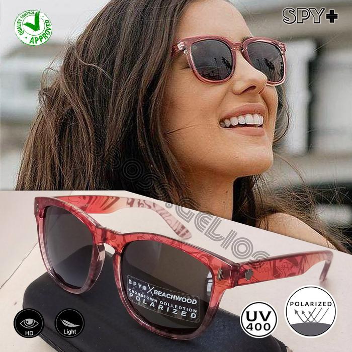 KACAMATA HITAM POLARIZED ORIGINAL WANITA SPY BEACHWOOD CRYSTAL BROWN BLACK LENS EYEWEAR OUTDOOR SUNG