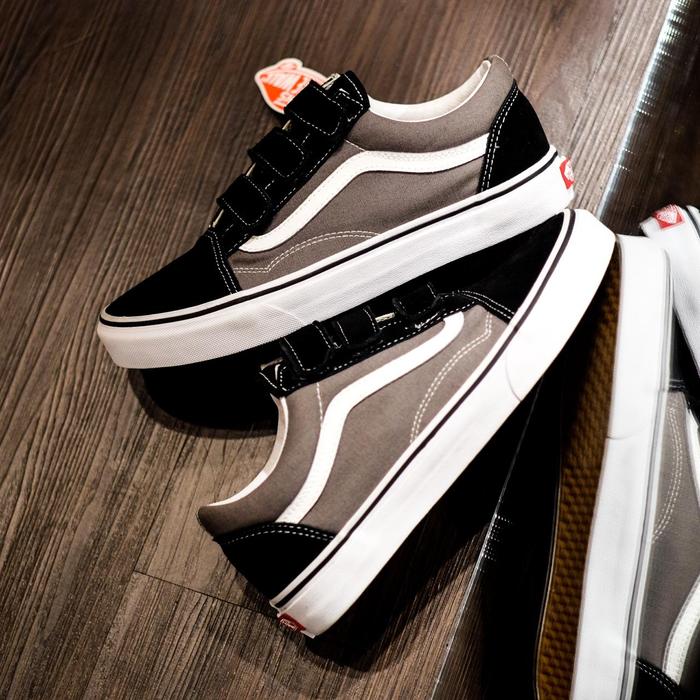 Vans old skool velcro pewter original murah