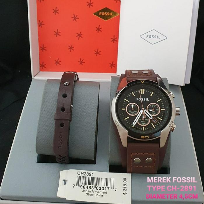 Jam Pria Fossil CH 2891 CH 2565 Fullset Gelang Original 4.5cm