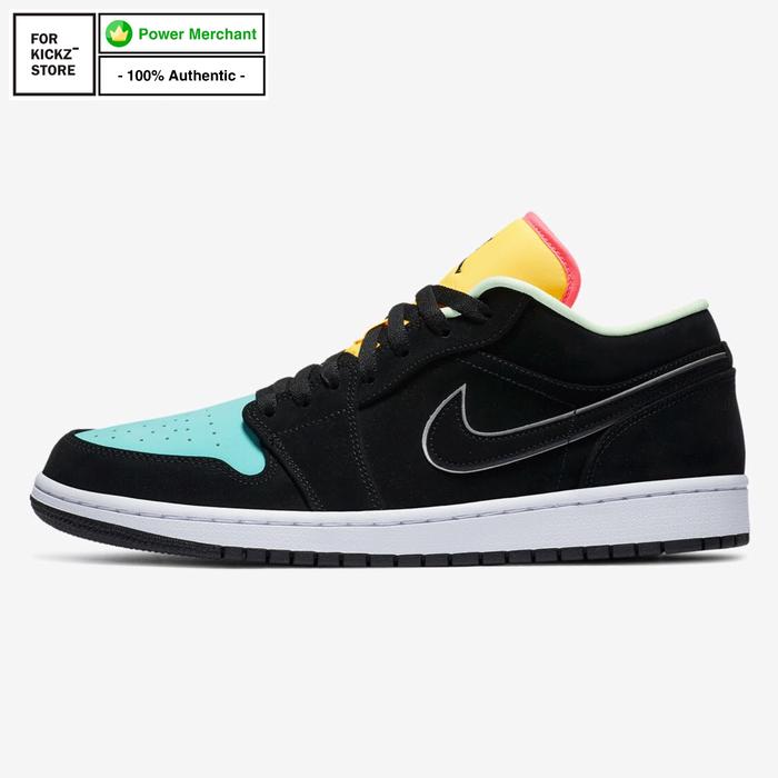 NIKE AIR JORDAN 1 LOW BLACK AURORA GREEN