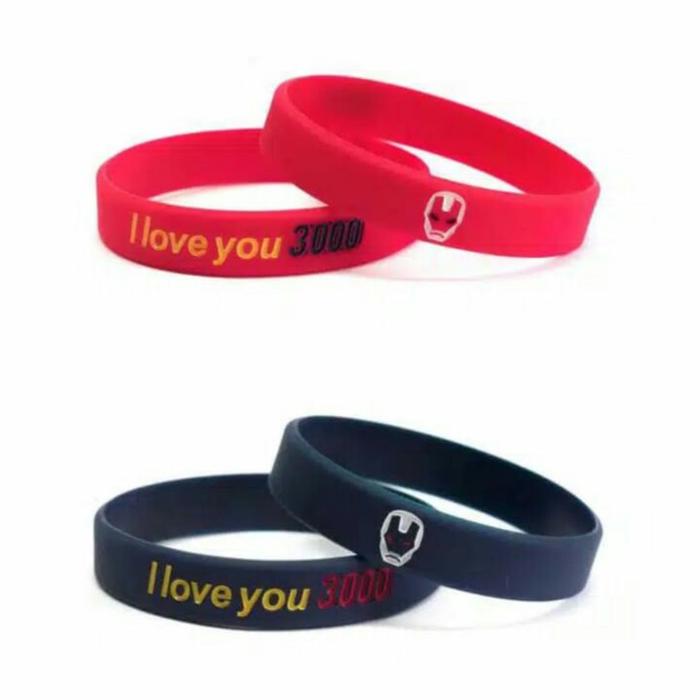gelang karet embracelet i love you 3000 Ironman hitam navy