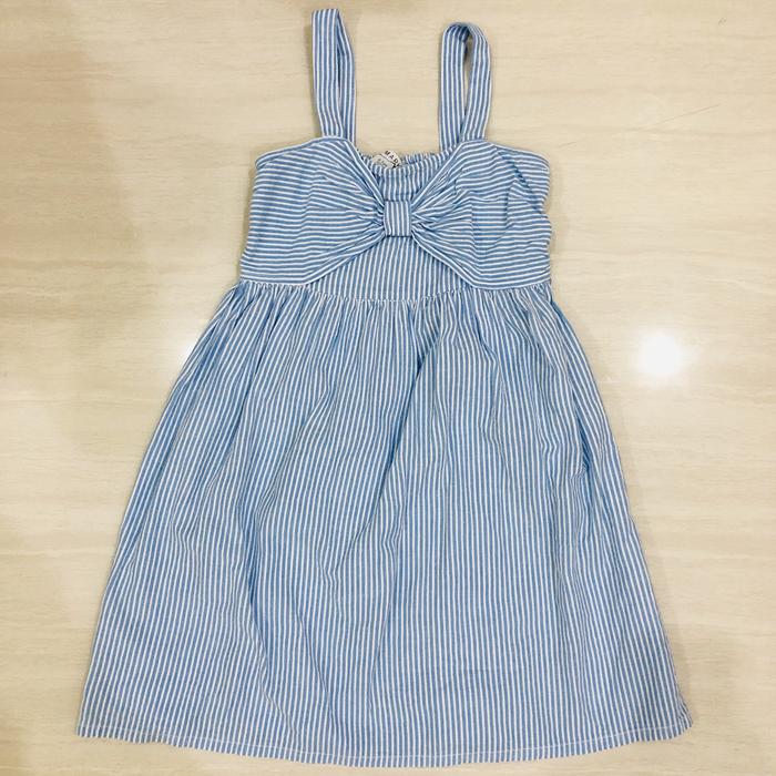 [Preloved] PRIMARK Girl Dress Baby Blue Stripes size 6-7 Y