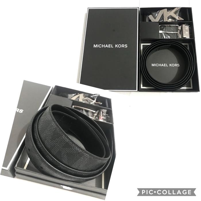 MK BELT SET REVERSIBLE SIGN BLACK BLACK