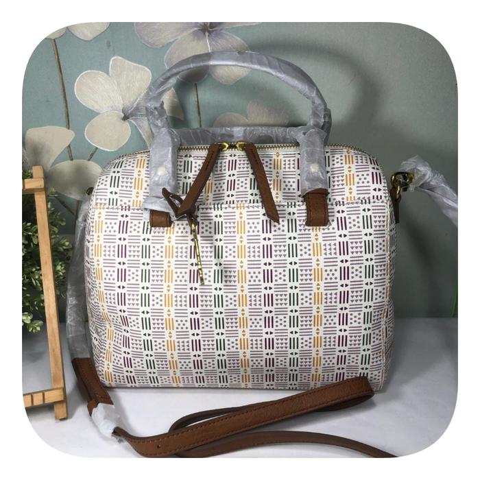 Fossil Rachel Satchel White Multi
