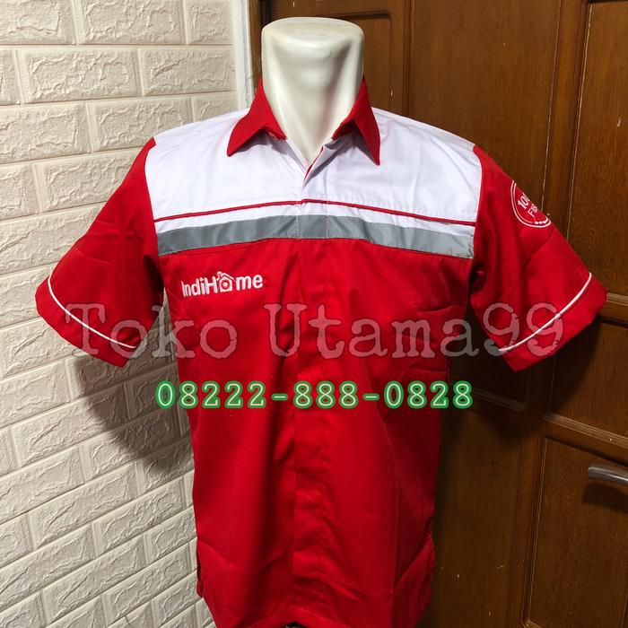 Baju indihome merah putih seragam teknisi indihome kemeja telkom indi