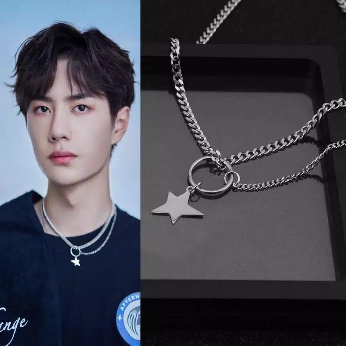 Kalung Liontin Fashion Kpop Wang Yibo Bintang Star Stainless Steel
