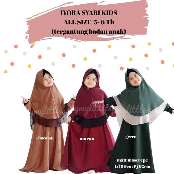 IYORA SYARI KIDS BO Baju Muslim Gamis Anak Perempuan Usia 4 - 6 TAHUN