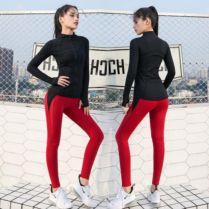 Jaket wanita 1 setel Sweater + Celana Training, Running, bahan premium