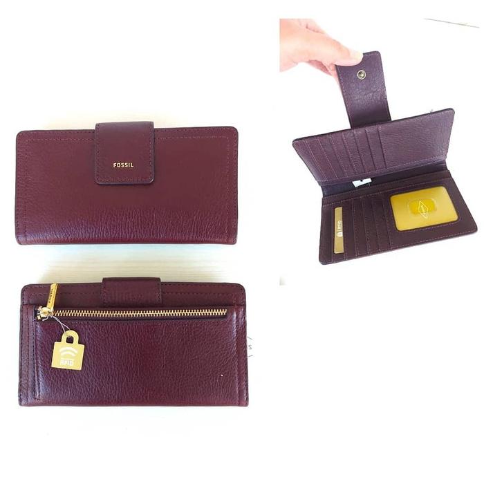 DOMPET WANITA ORI FOSSIL LOGAN TAB FIG WALLET LEATHER