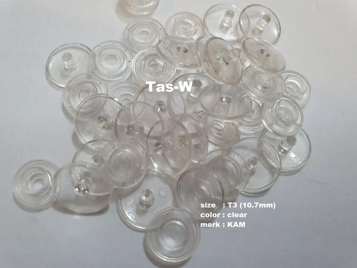 Plastik snap button/kancing jepret plastik KAM bening T3(10.7mm)