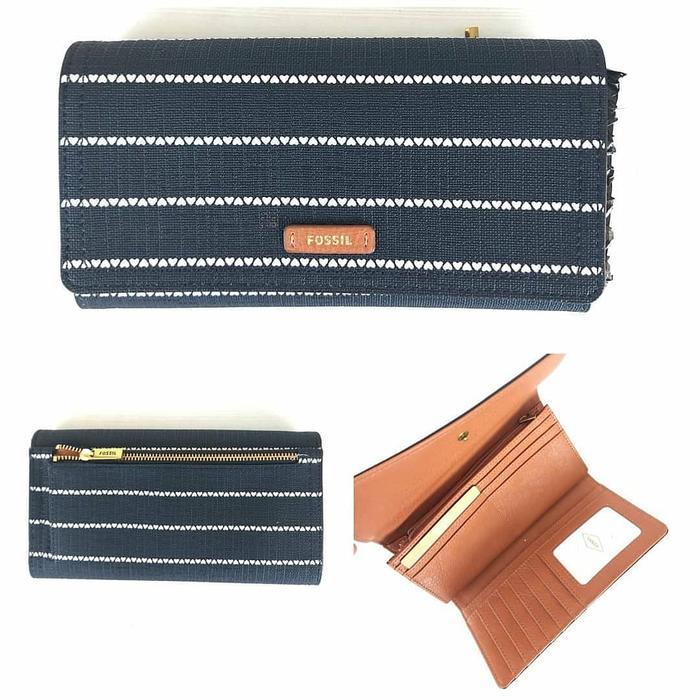 DOMPET WANITA FOSSIL ORI LOGAN FLAP BLACK WHITE