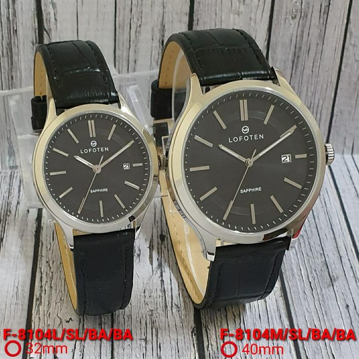 Jam tangan Lofoten 8104 Tali Kulit M-F Silver Original Couple