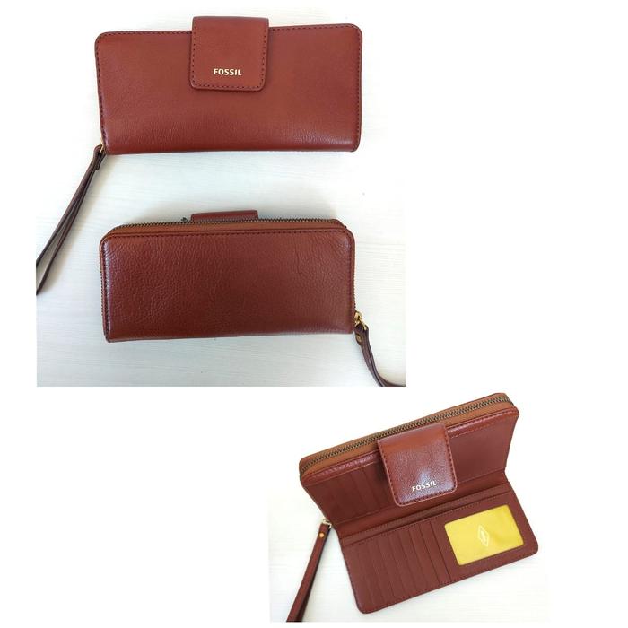 DOMPET WANITA FOSSIL ORI MADISON LONG WALLET MEDIUM BROWN LEATHER