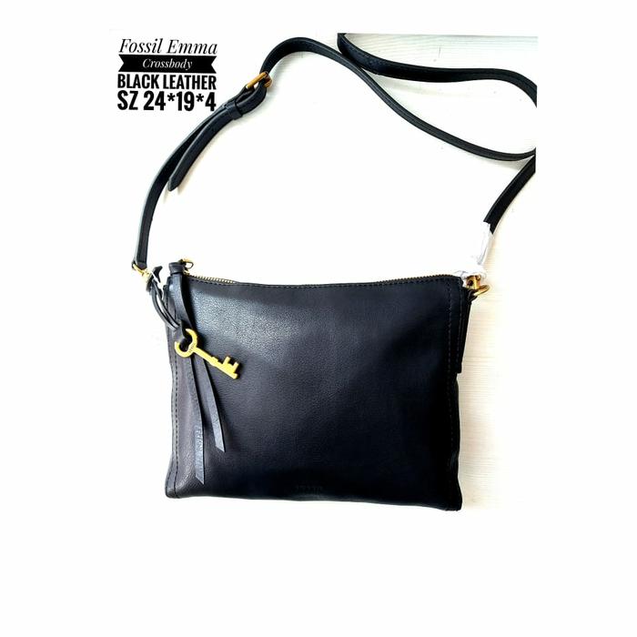 TAS WANITA FOSSIL ORI - FOSSIL EMMA CROSSBODY BLACK LEATHER