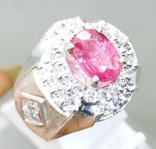 Batu Permata Pink Safir Ceylon Asli Srilangka Cincin Perak 925Original
