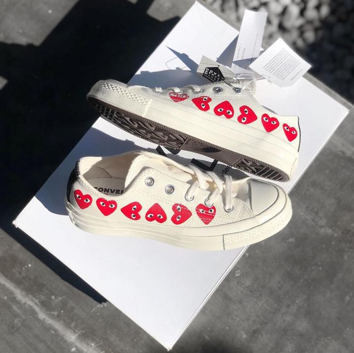 Converse CDG White Low Multi Heart