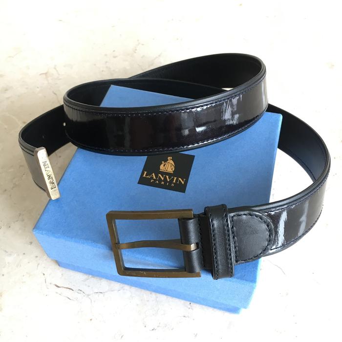 LANVIN MEN Belt Patent Leather Ikat Pinggang LV Prada Bottega Preloved