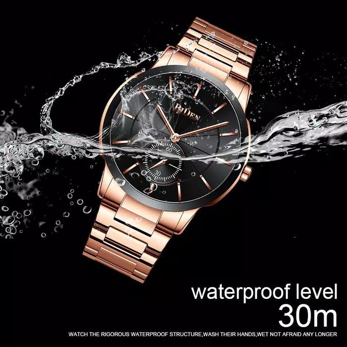 Jam tangan Pria Analog BIDEN 0178 Crono Detik Original Rose gold water