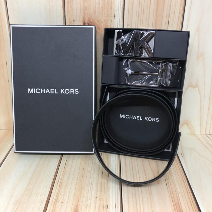 MK MEN REVERSIBLE BELT SET SAFFIANO BROWN BLACK