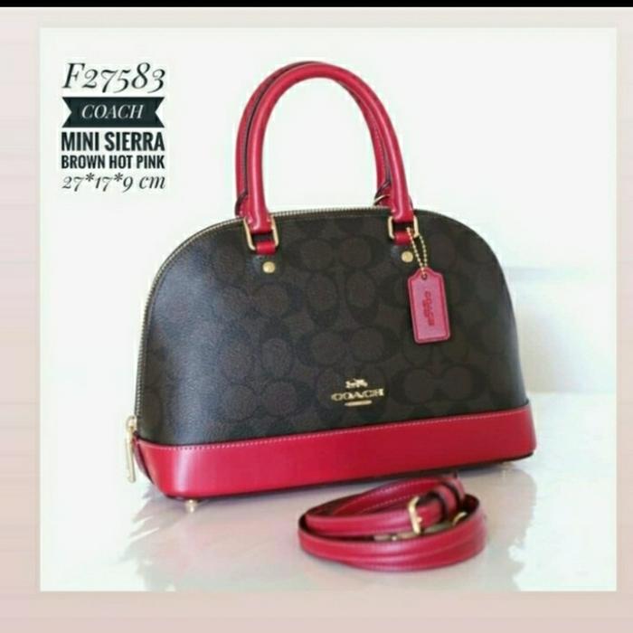 TAS COACH MINI SIERRA F27583 BROWN HOT PINK ORIGINAL NWT NEW WITH TAG