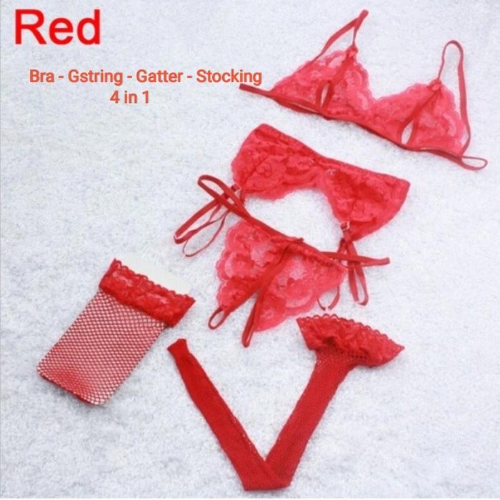 Lingerie Bikini Gstring Garter Stocking Transparan IMPORT