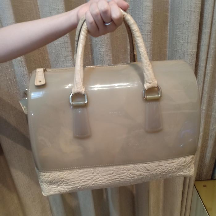Tas FURLA bag ORI rubber mix leather original uk 30 candy