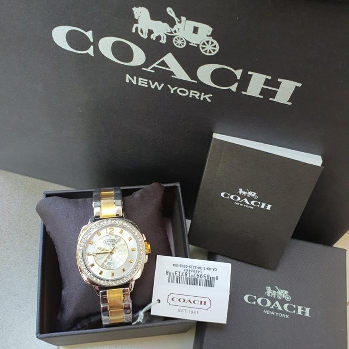 Jam Tangan Wanita Coach Est 1941 S.Steel 34mm Fullset Box Original