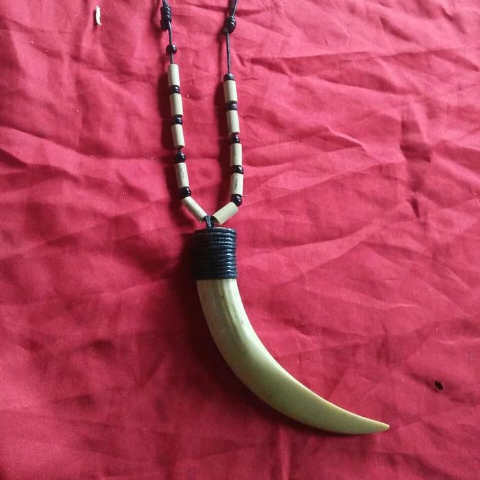 kalung taring babi rusa buatan