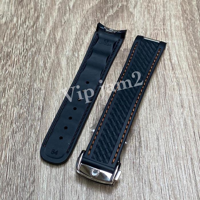 STRAP-OMEGA AQUATERRA 20MM HITAM ORANGE