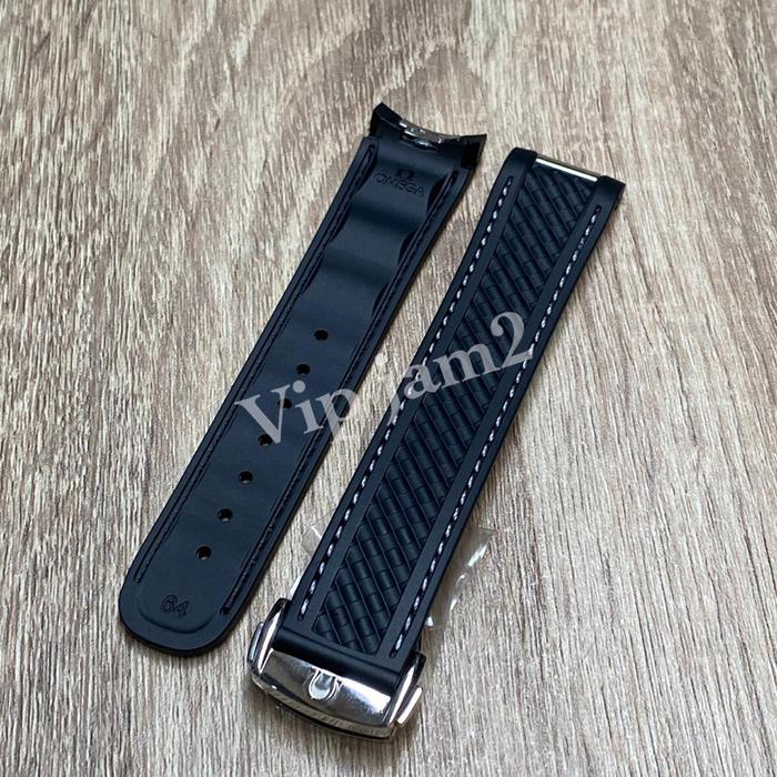 STRAP OMEGA AQUATERRA 20MM HITAM PUTIH