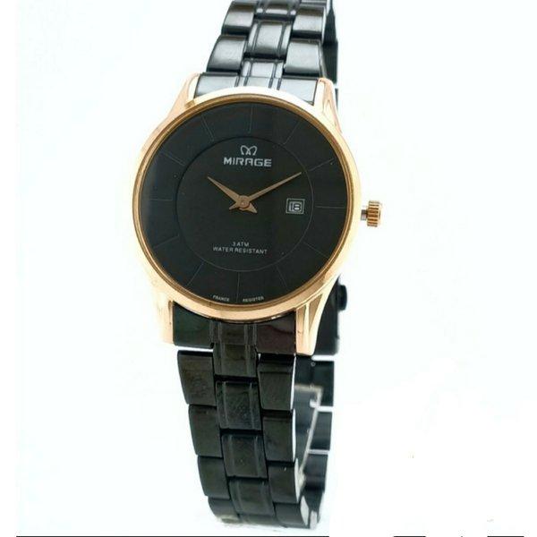 Jam Tangan Pria Mirage 8670 Rantai Hitam Rosegold
