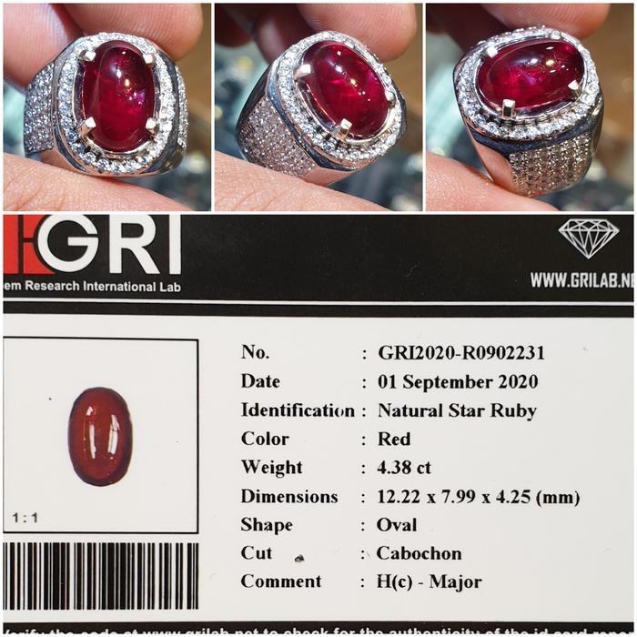 Batu Red Blood Ruby Heat C Memo 4.38 crt