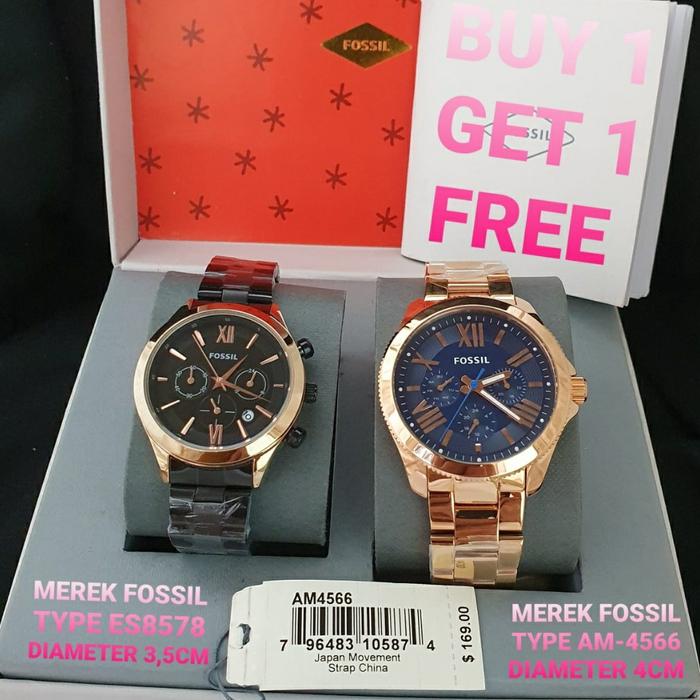 Jam Tangan Wanita Fossil AM 4566 S.Steel Buy 1 Free 1 Ori BM 40mm Set