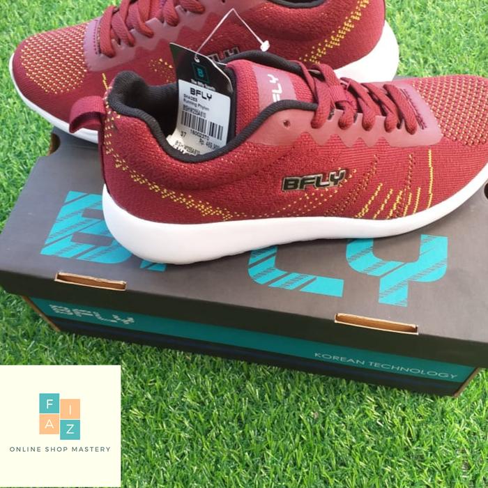 Sepatu Sneakers Lucu Merah Korea Original Wanita BFLY Bandung