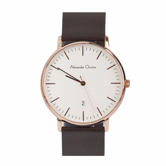 Alexandre Christie AC 8420 MD LRGSL Pria Brown Leather Strap