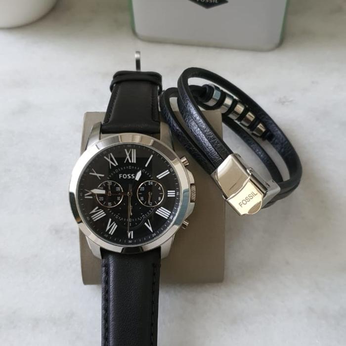 Jam Tangan Pria Fossil Grant FS4812 FS 4812 Fullset Gelang 44mm